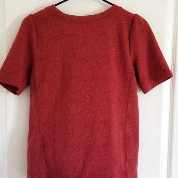 LOFT Red Orange Textured Knit Top - Picture 3 of 9